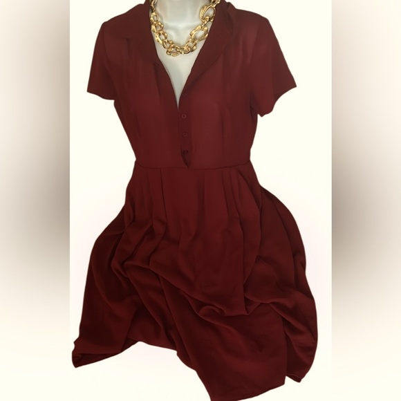 Re named Burgundy Wrap Chiffon Dress M - Picture 1 of 14